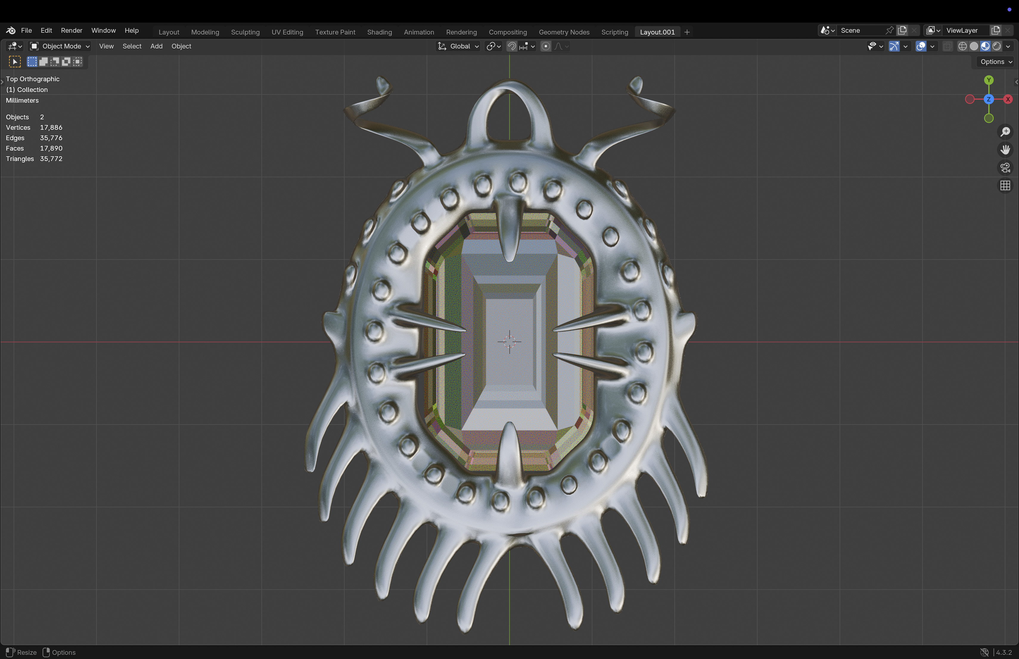 Ruby Necklace Low-poly 3D model_13