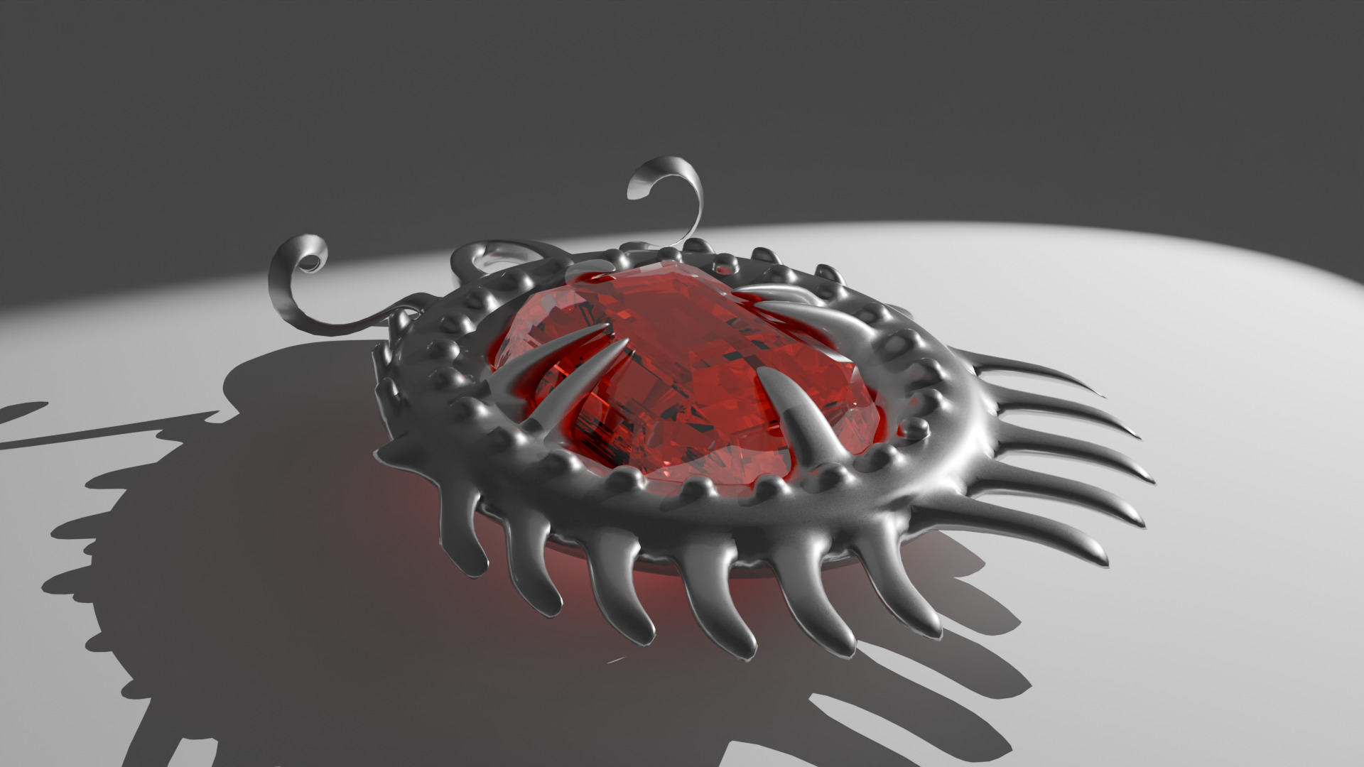 Ruby Necklace Low-poly 3D model_2