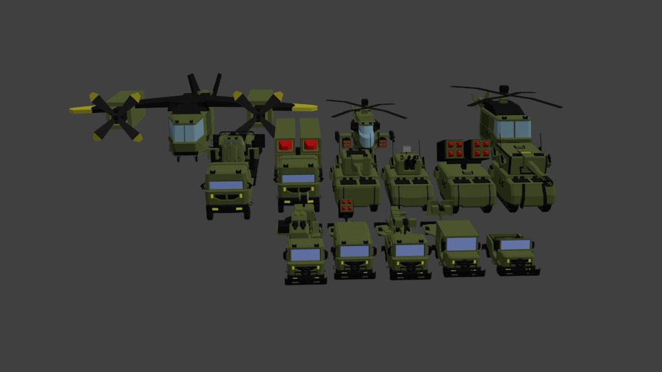 Square-Army Low-poly 3D model_1