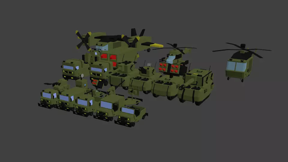 Square-Army Low-poly 3D model_0