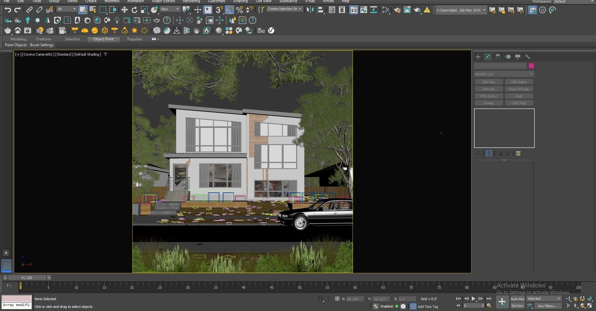 Modern House Exterior 3D Model  Realistic Visualization Low-poly 3D model_1
