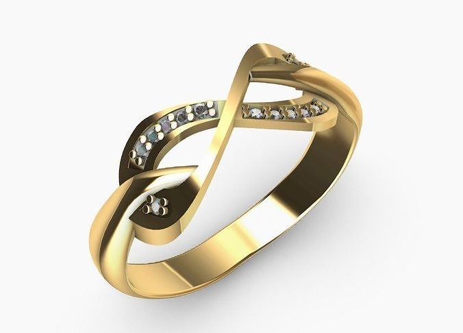 Infinity sign Ring with Brilliants - anillo signo del infinito 3D print model