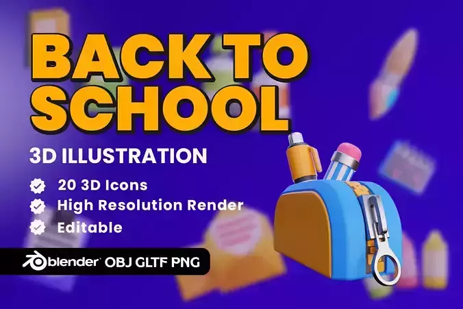 Back To School 3D Illustration