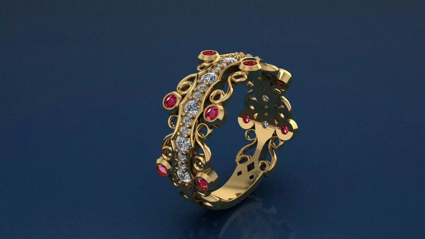 The Vineyard Romance Ring 3D print model