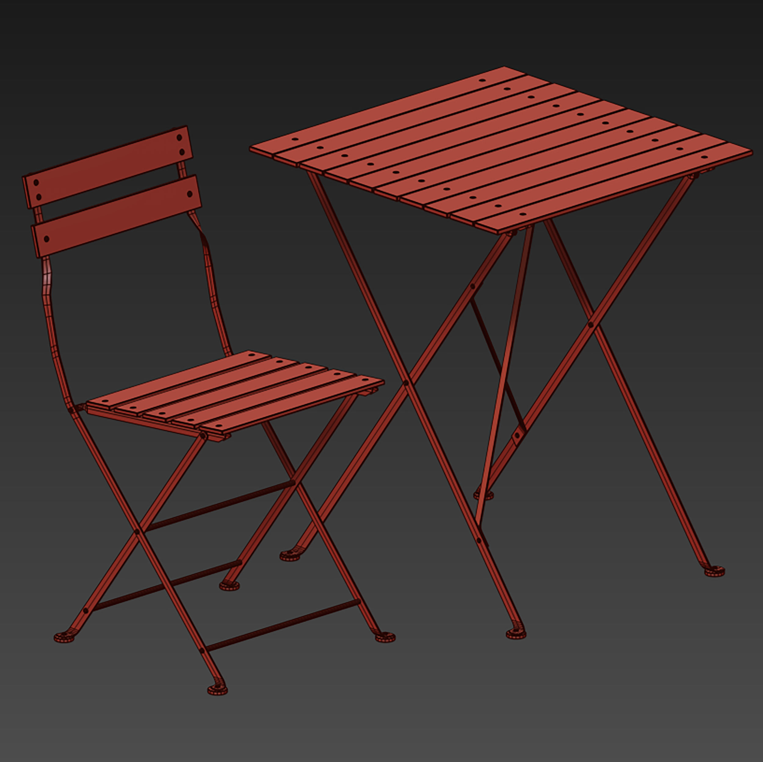 Outdoor Folding Furniture Outdoor Terrace Cafe Furniture 3D model_26