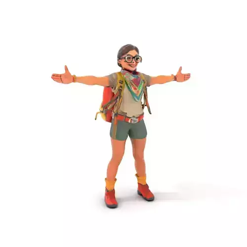 Adventure Girl Rigged and Animated D Character Model Low-poly 3D model