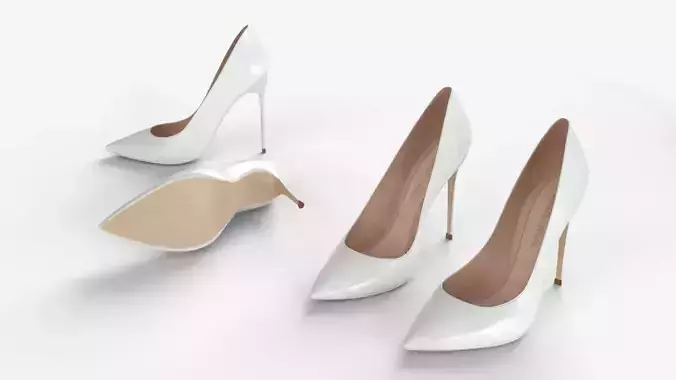  White leather Women high heels Shoes