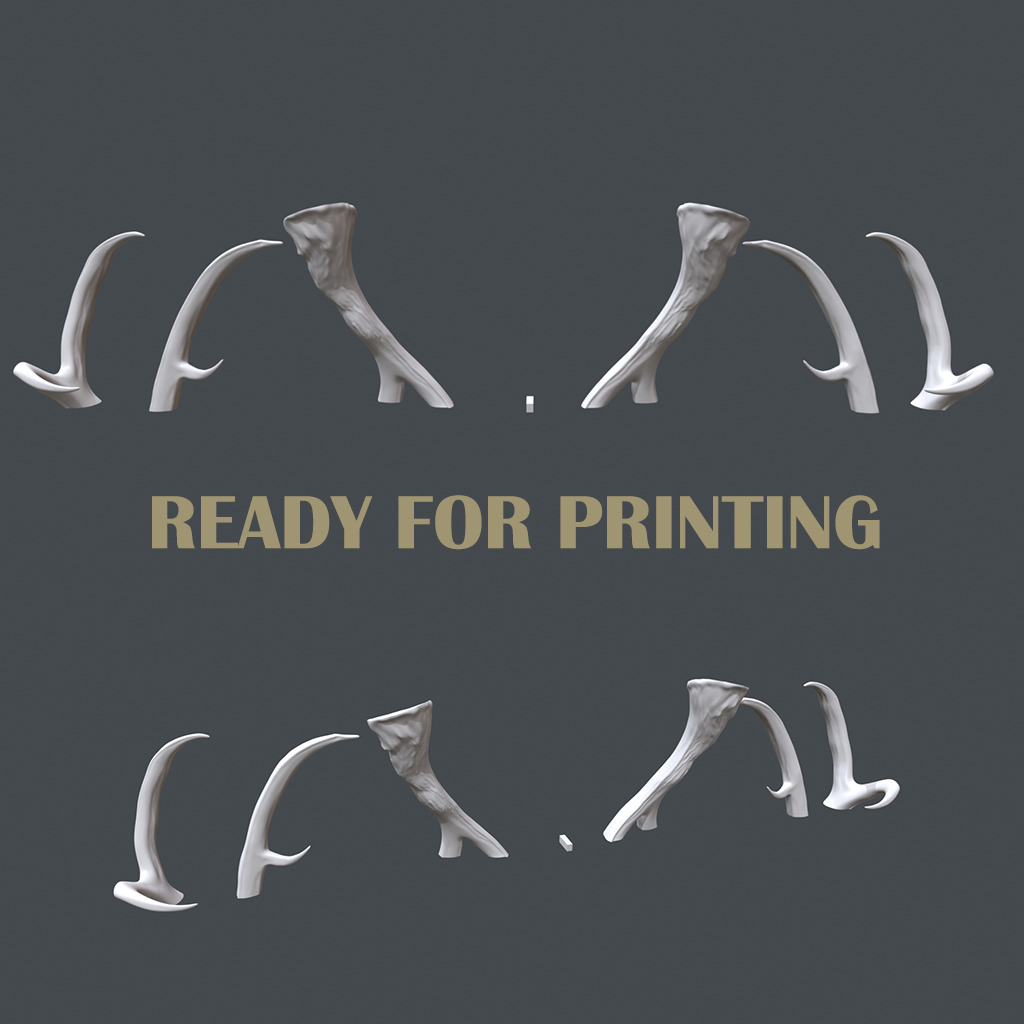 Horns DEER DRUID 3D print model_4