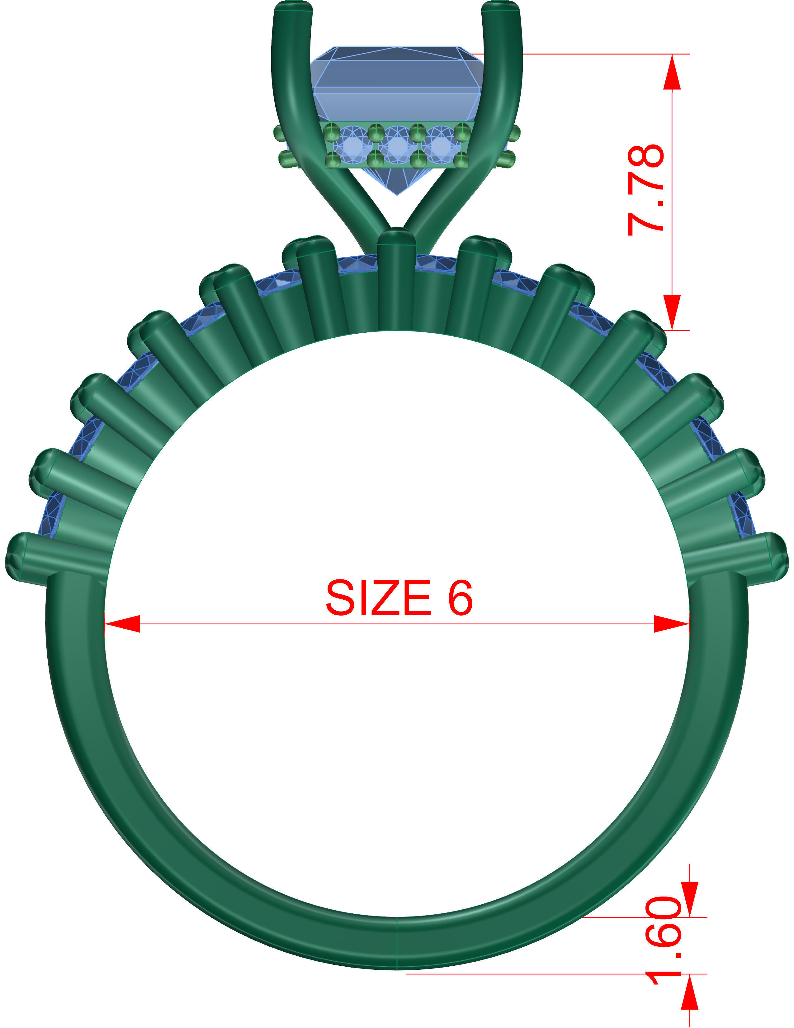 Engagement Ring with Wedding Band 3D print model_6