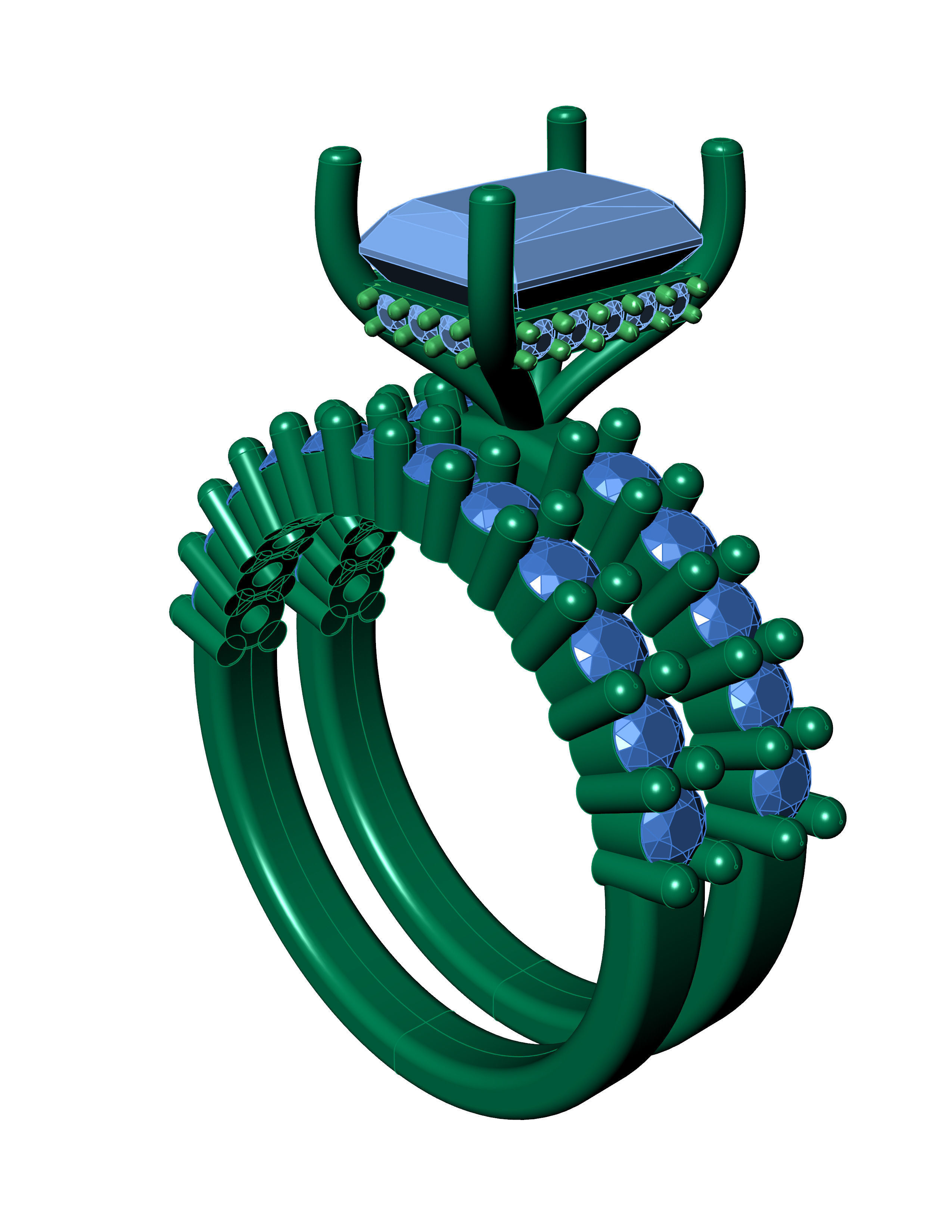 Engagement Ring with Wedding Band 3D print model_8