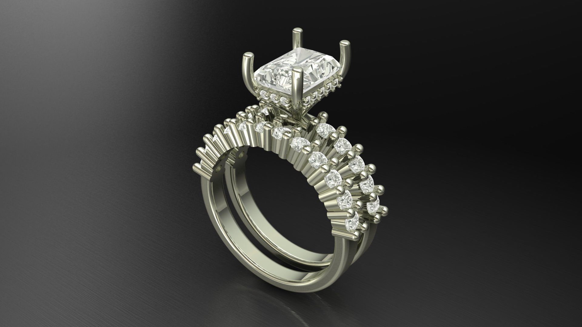 Engagement Ring with Wedding Band 3D print model_1