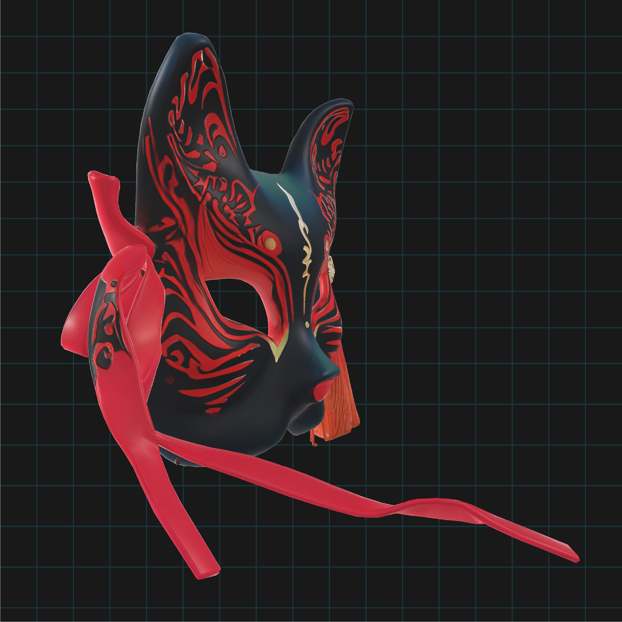 Japanese Kitsune Fox Mask 3D Model - Traditional Anime Cosplay 3D print model_1