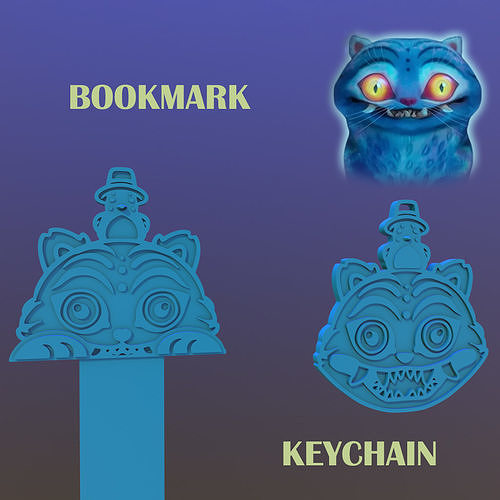 Kpop Demon Cat Bookmark  Keychain Set 3D print model