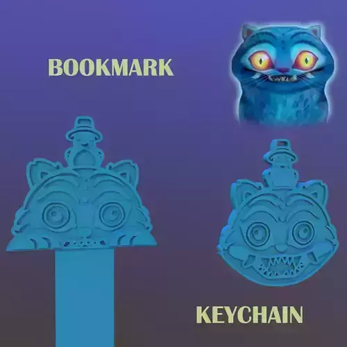 Kpop Demon Cat Bookmark  Keychain Set