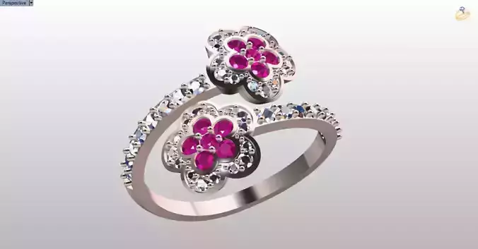 bypass flower jewelry ring
