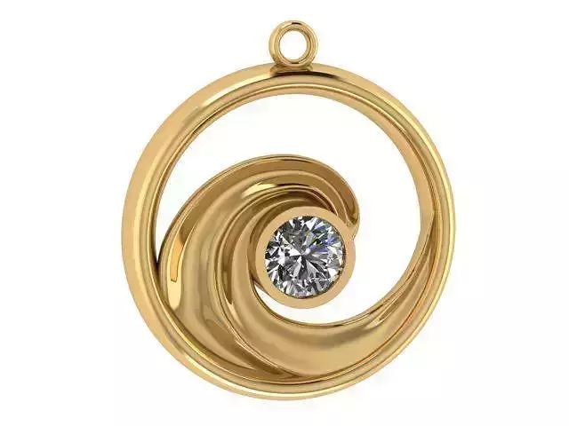 Wave Diamond Bezel Pendant Jewelry