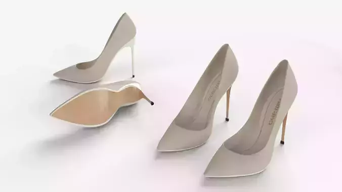  Sand Suede  leather Women high heels Shoes 3D model