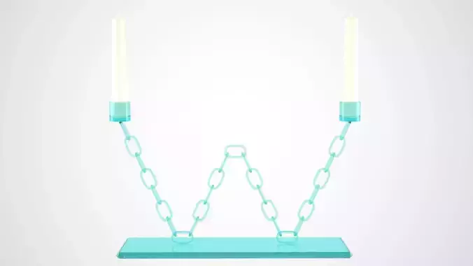Chain W Candleholder Tinted Glass Color