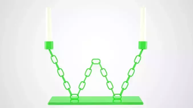 Chain W Candleholder Green Glass Color