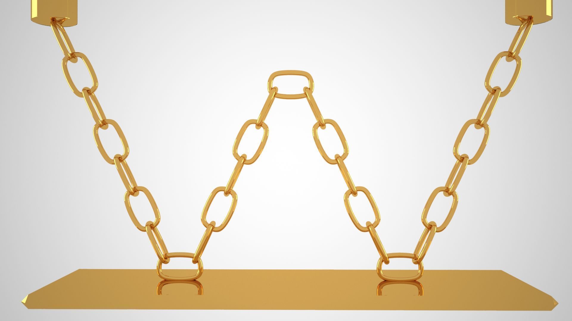 Chain W Candleholder Gold Color 3D model_4