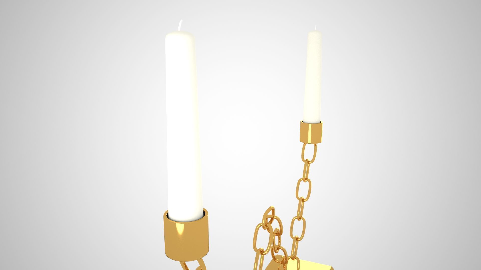 Chain W Candleholder Gold Color 3D model_3