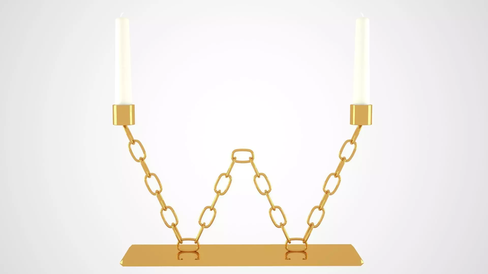 Chain W Candleholder Gold Color 3D model_0