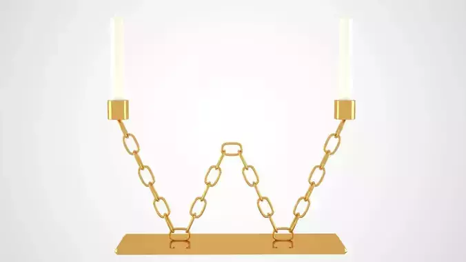 Chain W Candleholder Gold Color