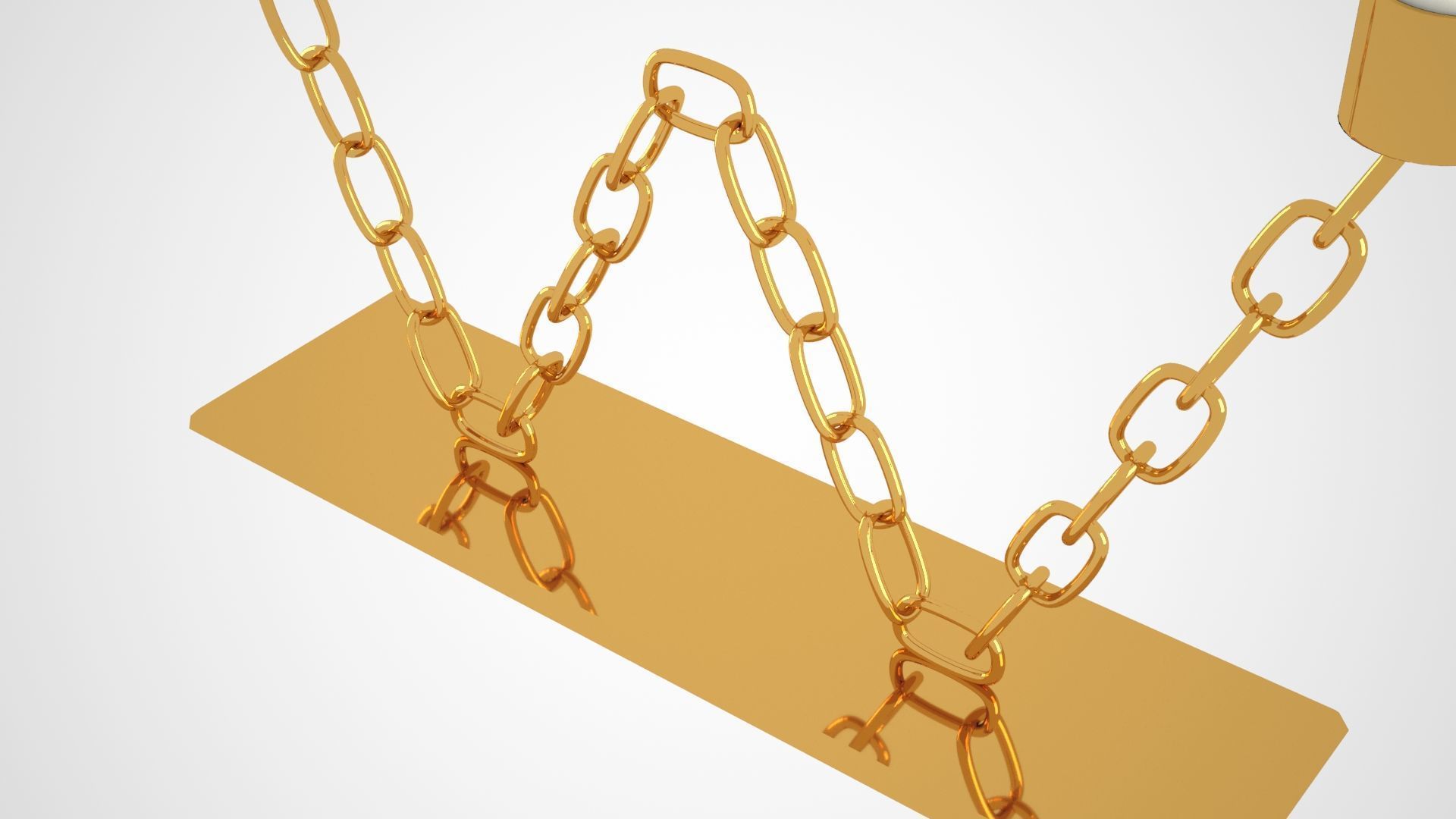 Chain W Candleholder Gold Color 3D model_2