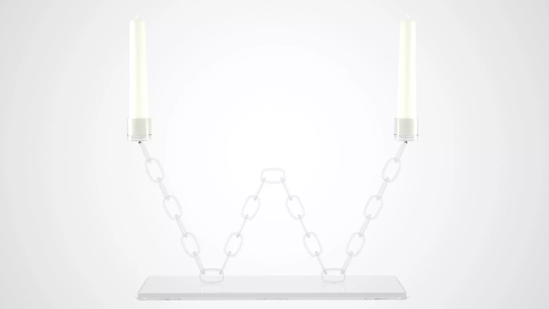 Chain W Candleholder Clear Glass Color 3D model_0