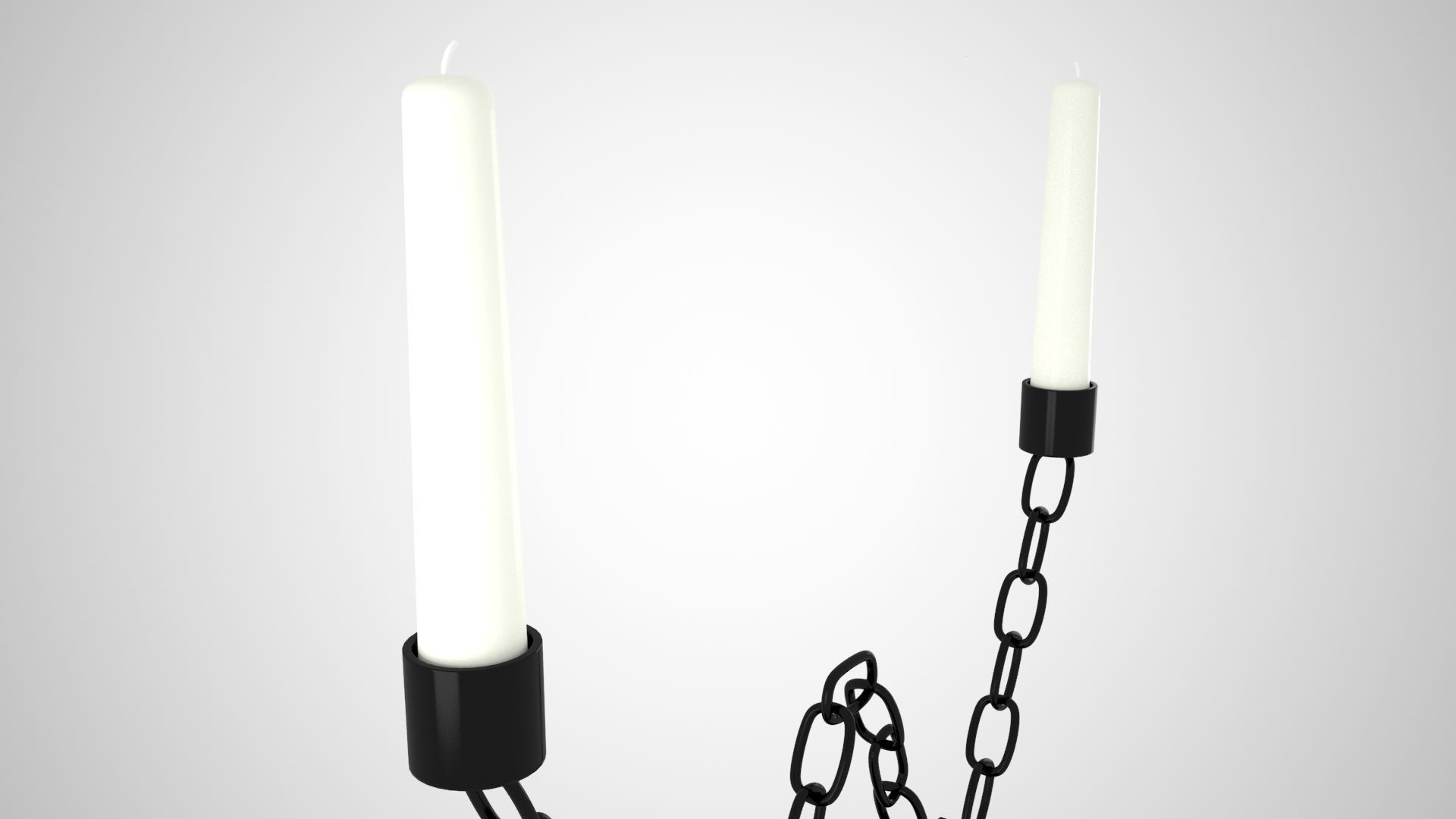 Chain W Candleholder Black Iron Color 3D model_3