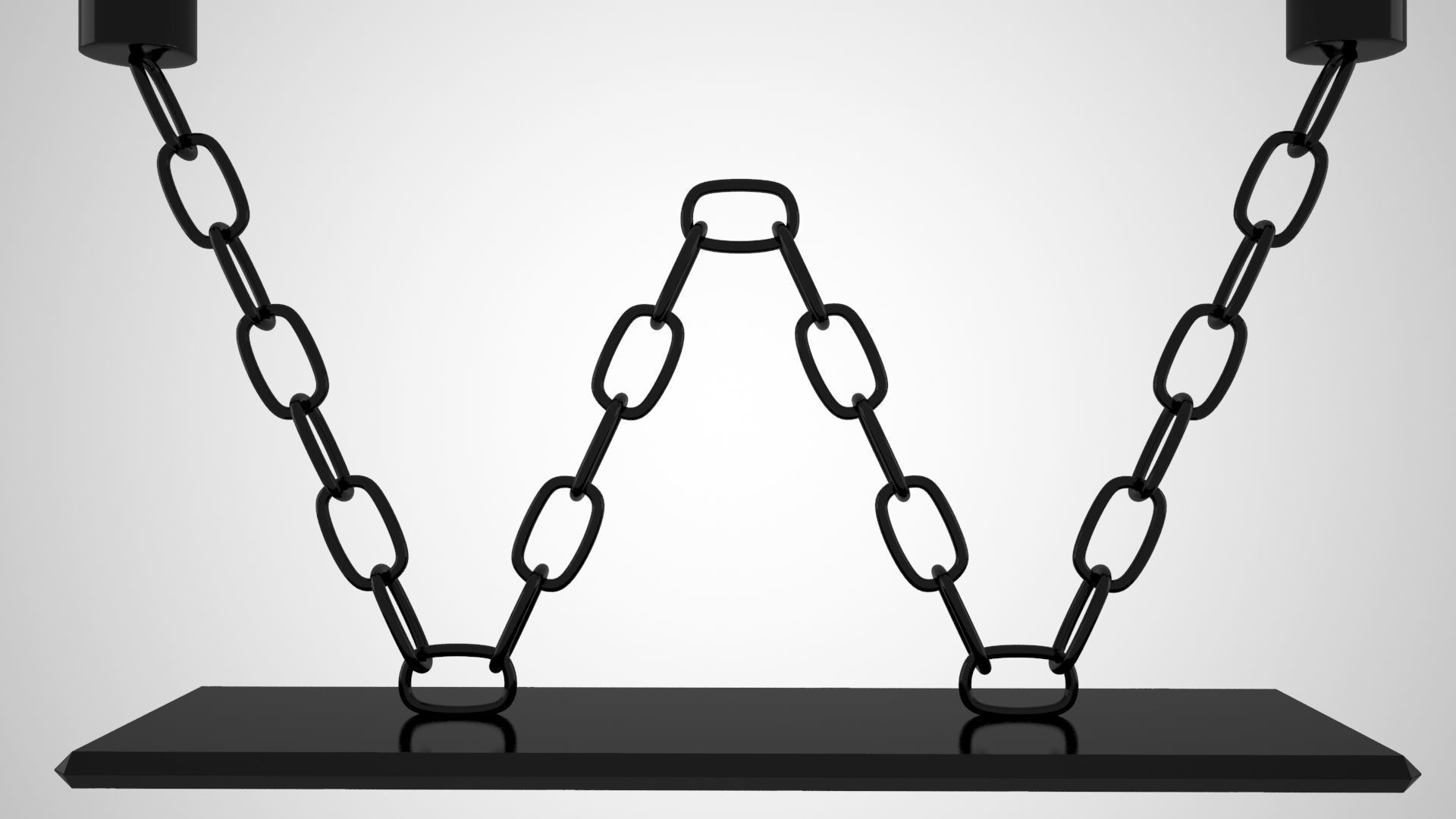 Chain W Candleholder Black Iron Color 3D model_4