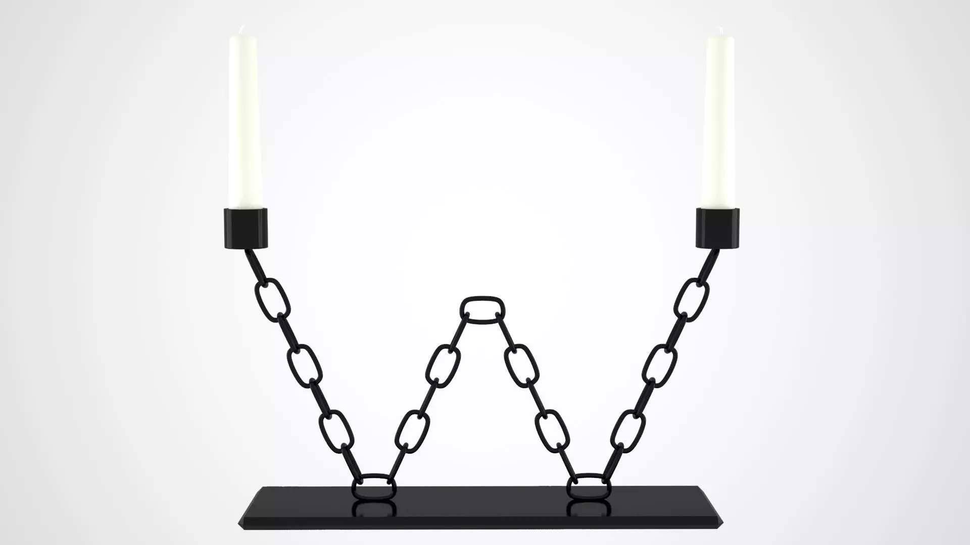 Chain W Candleholder Black Iron Color 3D model_0