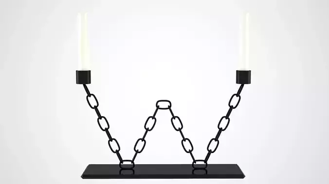 Chain W Candleholder Black Iron Color