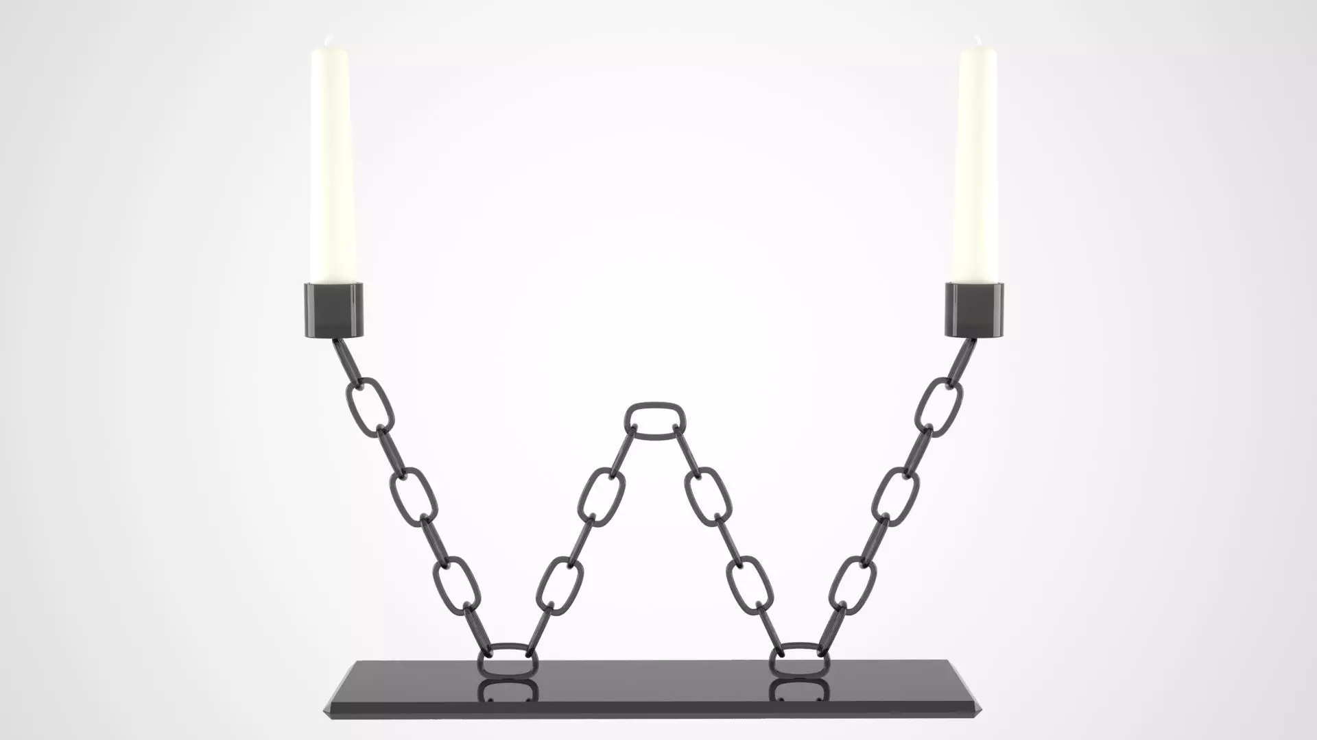 Chain W Candleholder Black Glass Color 3D model_0