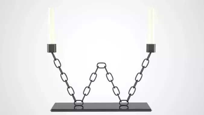 Chain W Candleholder Black Glass Color