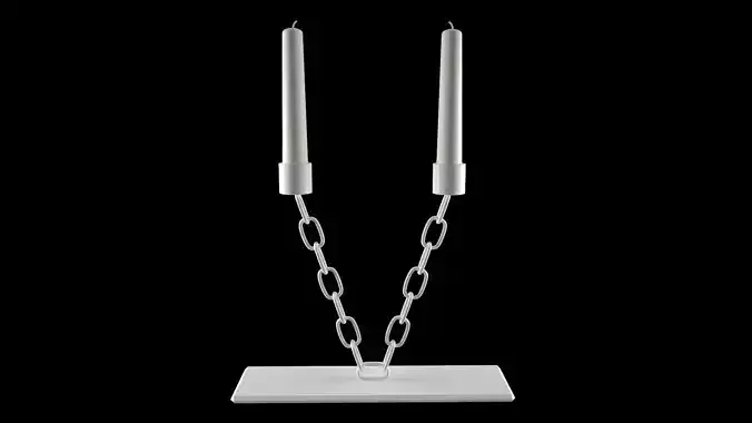 Chain V Candleholder White Color