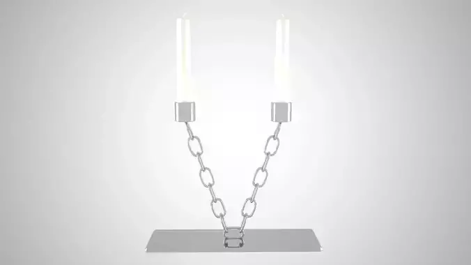 Chain V Candleholder Sliver Color