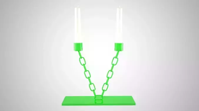 Chain V Candleholder Green Color