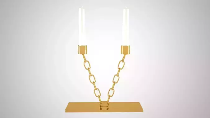 Chain V Candleholder Gold Color