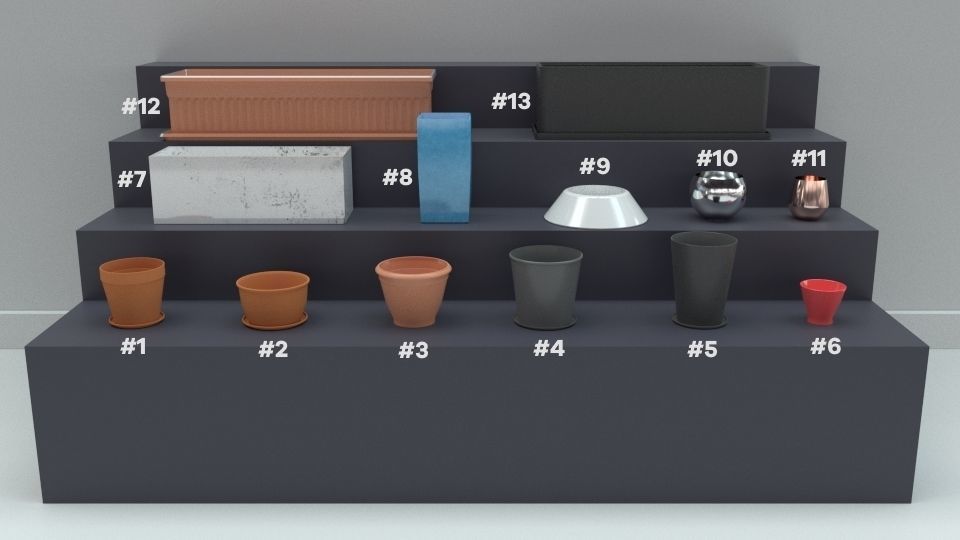 13 Unique Plant Pots 3D model_1
