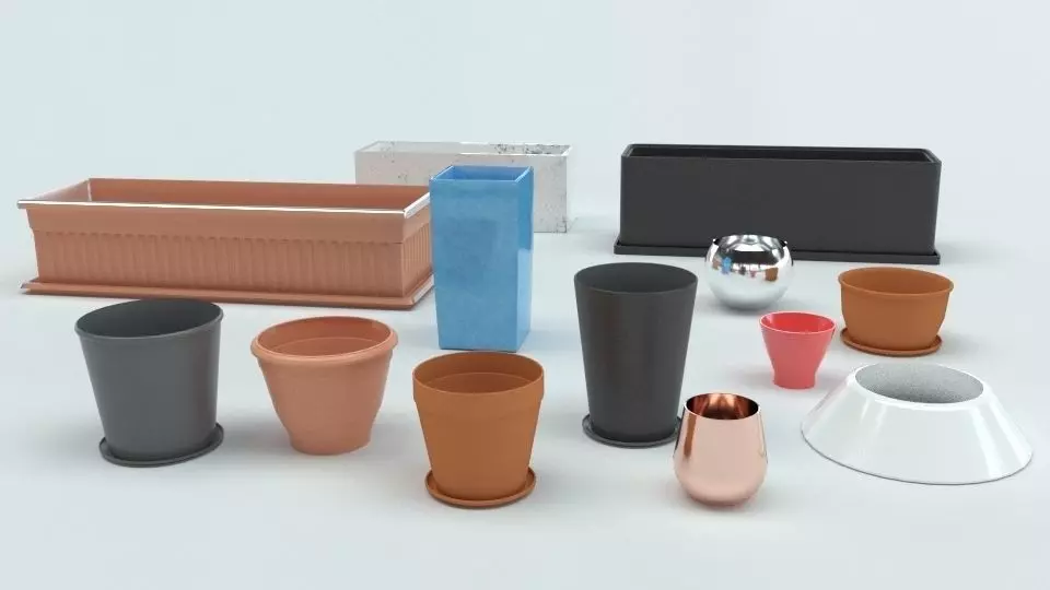 13 Unique Plant Pots 3D model_0