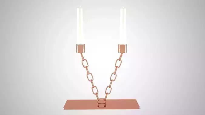 Chain V Candleholder Bronze Color