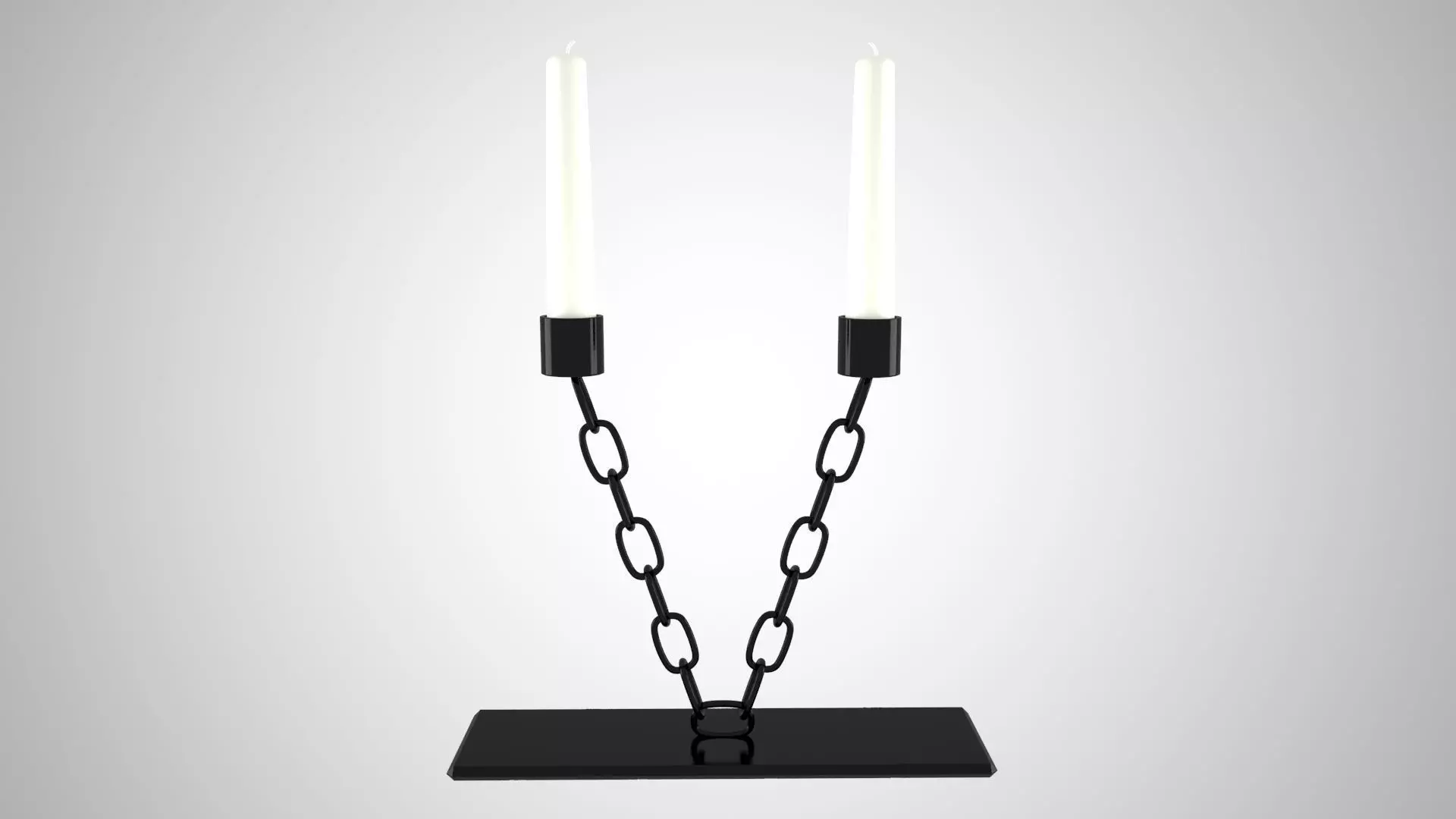 Chain V Candleholder Black Iron Color 3D model_0