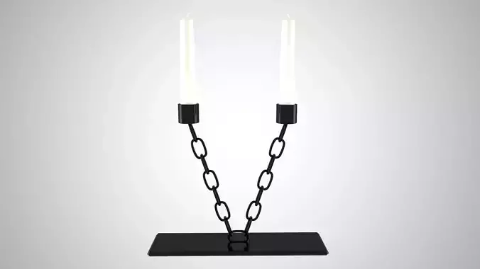 Chain V Candleholder Black Iron Color