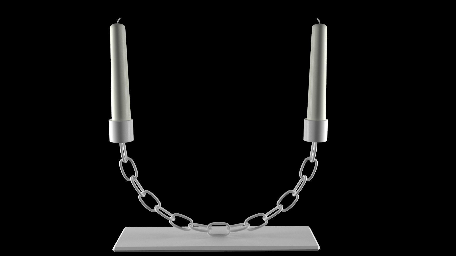 Chain U Candleholder White color 3D model_15