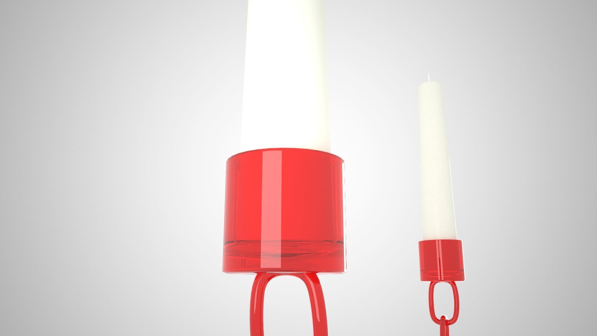 Chain U Candleholder Red Glass Color 3D model_1