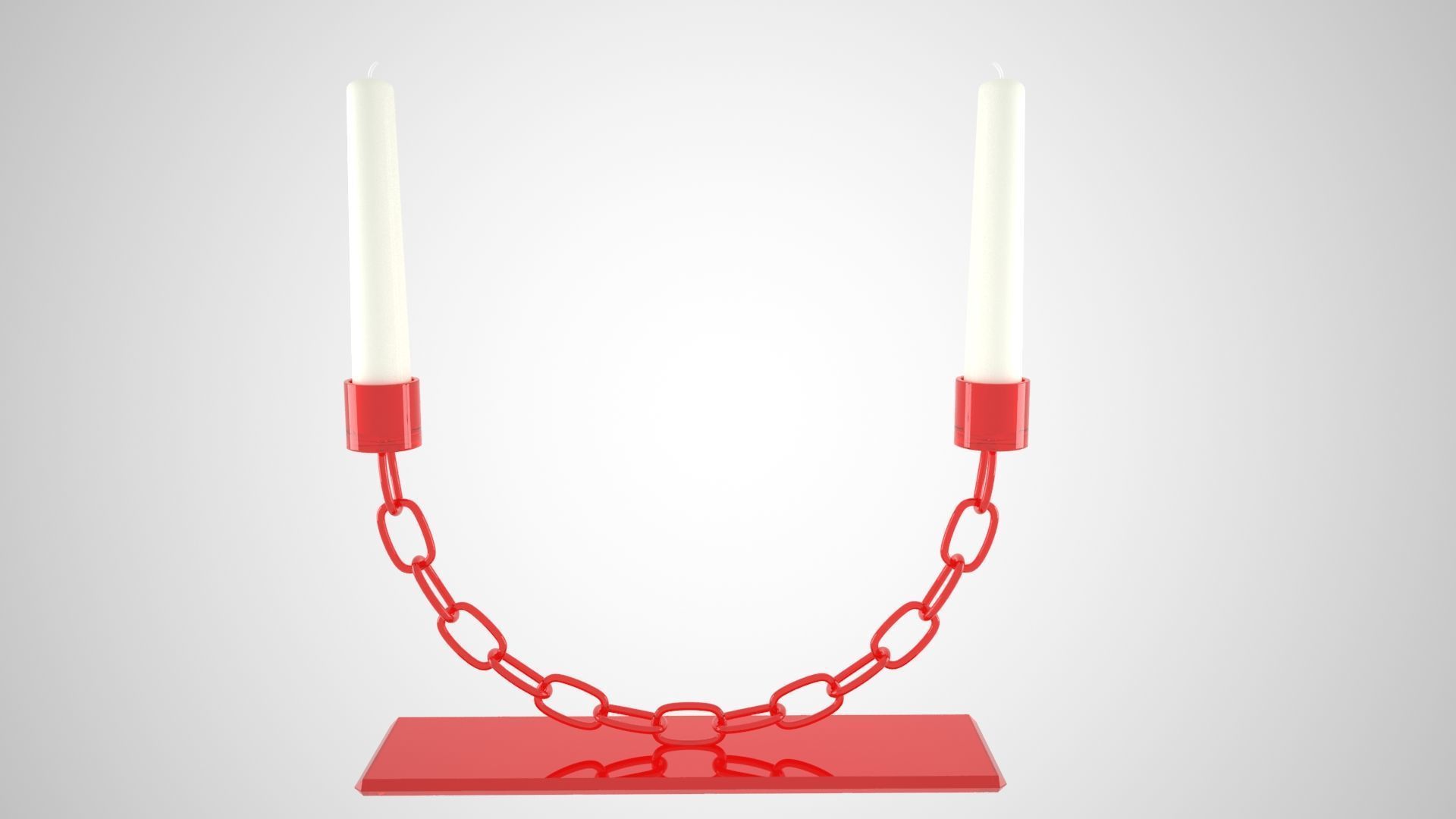 Chain U Candleholder Red Glass Color 3D model_15