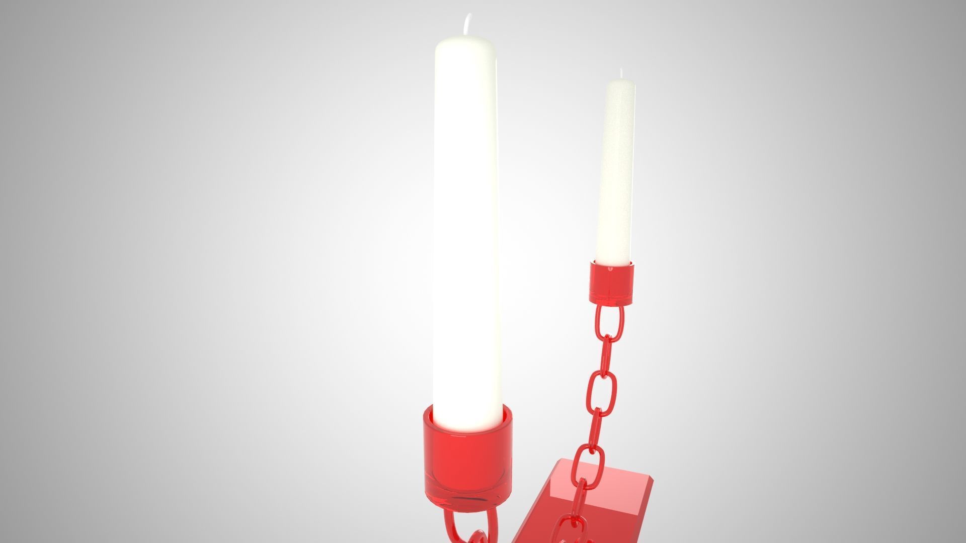 Chain U Candleholder Red Glass Color 3D model_5