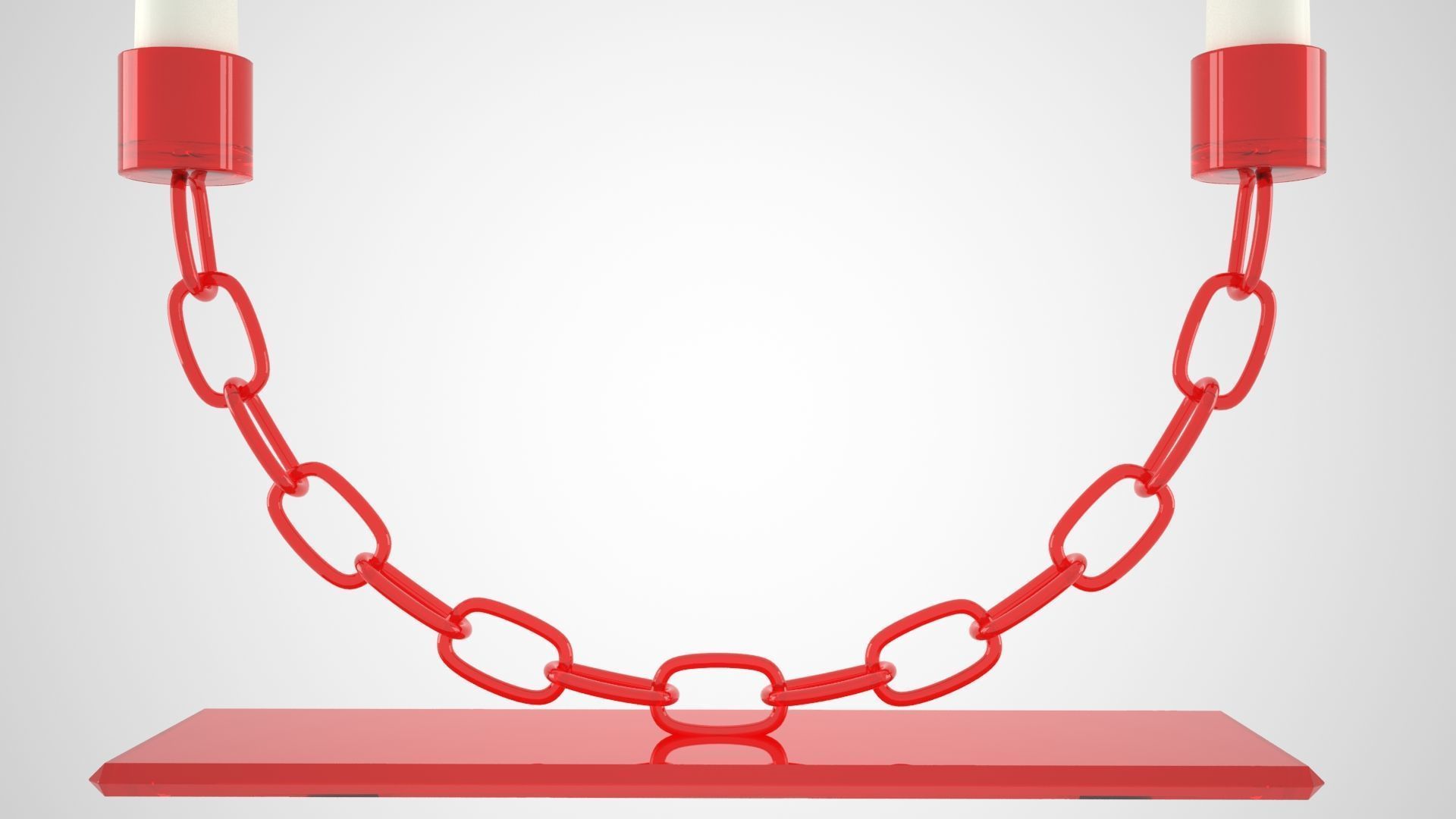 Chain U Candleholder Red Glass Color 3D model_7