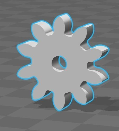 GEAR-SPUR  z-10Teeth  module-2mm  h-5mm  axis-diam-2mm 3D print model